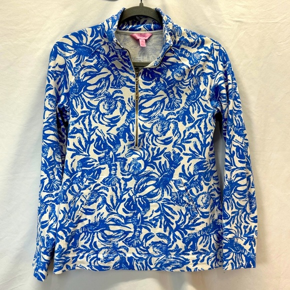Lilly Pulitzer Tops - Lilly Pulitzer Skipper Popover Lobster Crab Half Zip Pullover Size XS